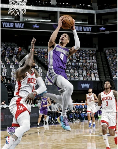 Tyrese Haliburton Sacramento Kings Unsigned In Air vs. Rockets Photograph Cover