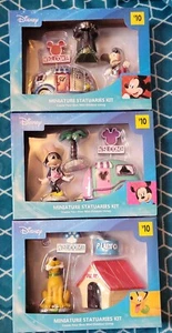 DISNEY “Mickey and Minnie Mouse Pluto ” MINIATURE STATUARIES GARDEN KIT, 3 Lot - Picture 1 of 8
