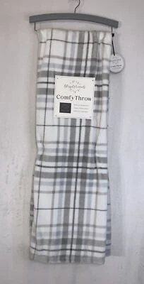 Blissful Moments Oversized Soft Comfy Plush Throw 50” X 70” White & Gray Plaid - Image 1 of 4