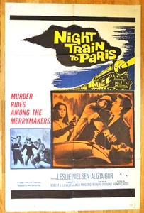 NIGHT TRAIN TO PARIS - Leslie Nielsen - 27x41" - Póster original de la película 1964 - Imagen 1 de 4