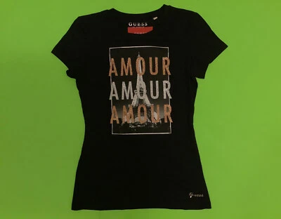 GUESS Los Angeles Women’s Short Sleeve T-Shirt MEDIUM Black w/Gold, Silver - Image 1 of 4