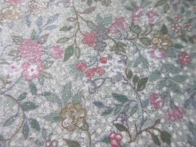 Vintage Fabric Traditions NTT 1999 Cotton Fabric Calico Mauve Silver Glitter - Image 1 of 4