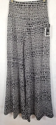 Брюки New Directions Palazzo широкие штанины черные геометрические струящиеся эластичные богемное размер маленький - Изображение 1 из 4