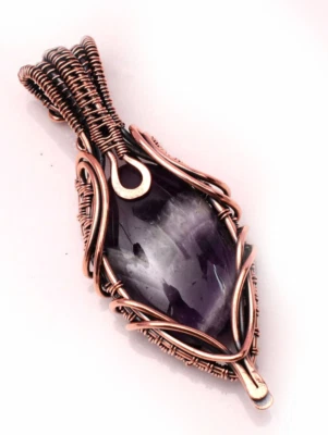 Amethyst Lace Gemstone Copper Wire Wrapped Handmade Jewelry Pendant 2.15" - Изображение 1 из 4