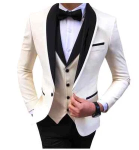 Mens Suits 3 Piece Lapel Groom Tuxedos Wedding Groomsmen Suits Men - Picture 1 of 41