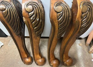 Vtg Carved WOOD Legs ARCHITECTURAL SALVAGE 18.75” Tall French Crafter Reclaimed - Picture 1 of 7