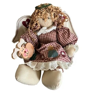 Raffia Engel Puppe mit Christbaumkleid und Ratier - Bild 1 von 2