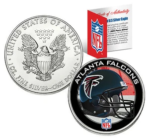 ATLANTA FALCONS 1 Oz .999 Fine Silver American Eagle $1 Coin NFL LICENSED - Picture 1 of 2