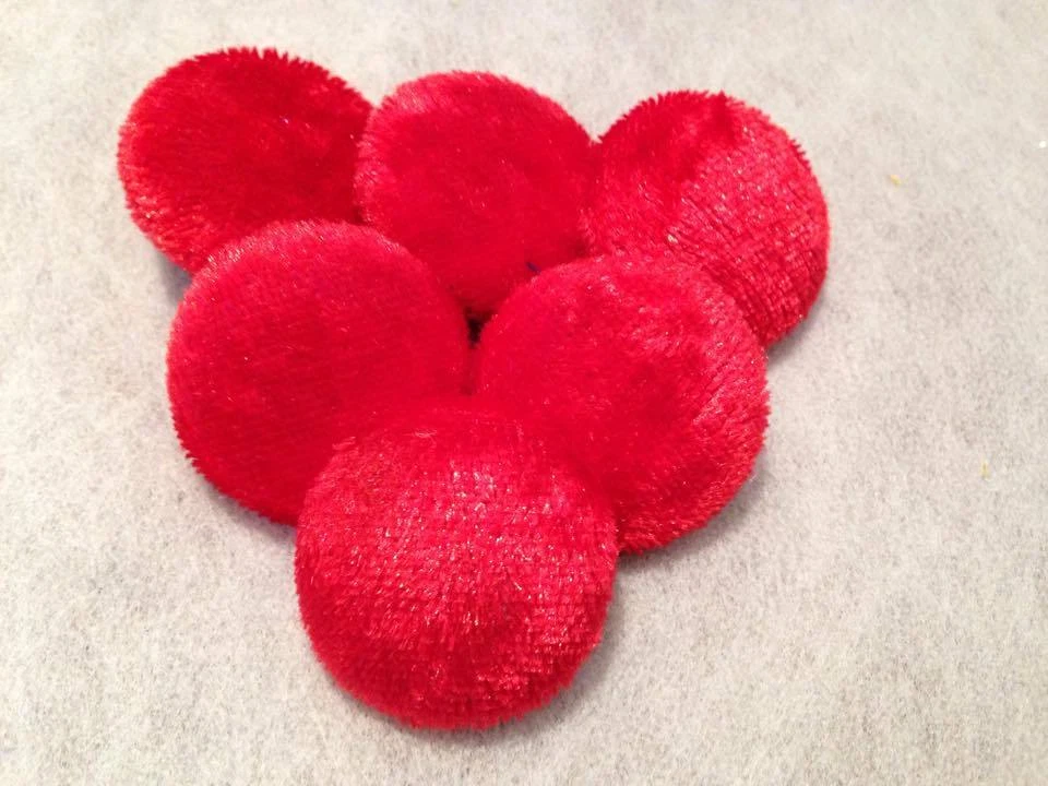 Red Crushed Velvet Buttons, 16mm, 18mm, 20mm, 23mm, 25mm, 31mm & 37mm - Image 1 of 1