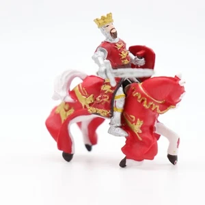 2006 Papo Red White Lion KING KNIGHT & HORSE Fantasy Medieval Figure - Picture 1 of 7