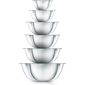 6 Piece Stainless Steel Home Kitchen Food Prep Mixing Serving Bowl Set - Picture 1 of 12