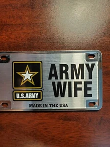 U.S. Army Star Logo w/ Army Wife Stainless Plate Magnet - Picture 1 of 1