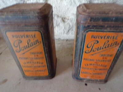 2 Ancienne Boite Métal Chocolat en Poudre POULAIN France vintage 500g - Photo 1/4