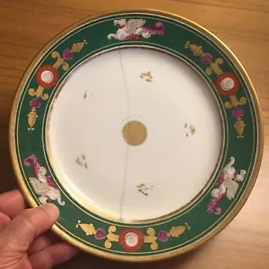 Antique French Empire Early 19th c. Paris Porcelain Plate with Staple Repairs - Picture 1 of 11