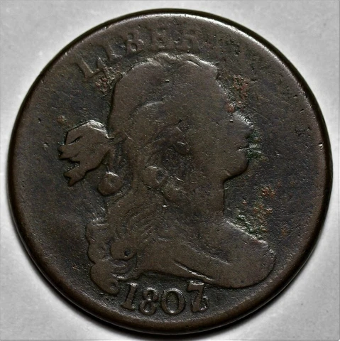 1807/6 Draped Bust Large Cent - US 1c Copper Penny Coin - L37 Cover