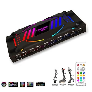 12 RGB / ARGB Ventilador Tira PWM Controlador Hub Divisor con Control Remoto para Computadora PC - Imagen 1 de 9