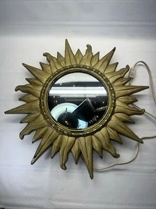 Vintage Mid Century Modern MCM Gold Sunburst #18 Sun Infinity Mirror Read - Picture 1 of 23