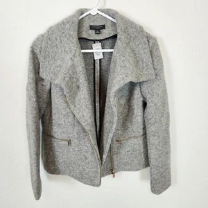 Ann Taylor NWT Wool Blend Zip Front Jacket Gray Medium Petite - Picture 1 of 5