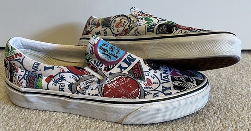 Scarpe slip on classiche VANS sticker mash up stampa tutta over scarpe da pattinatore (taglia: 7)