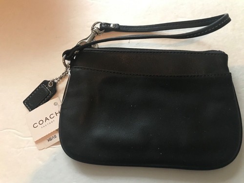 Coach F45651 Polso portafoglio in pelle nera liscia nuovo con etichette