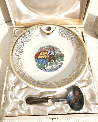 assiette à bouillie chauffante bébé cuillère vintage - Photo 1/4