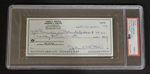 JOHNNY UNITAS Signed Personal Check-HALL OF FAME-BALTIMORE COLTS-PSA 9 Auto - Picture 1 of 7