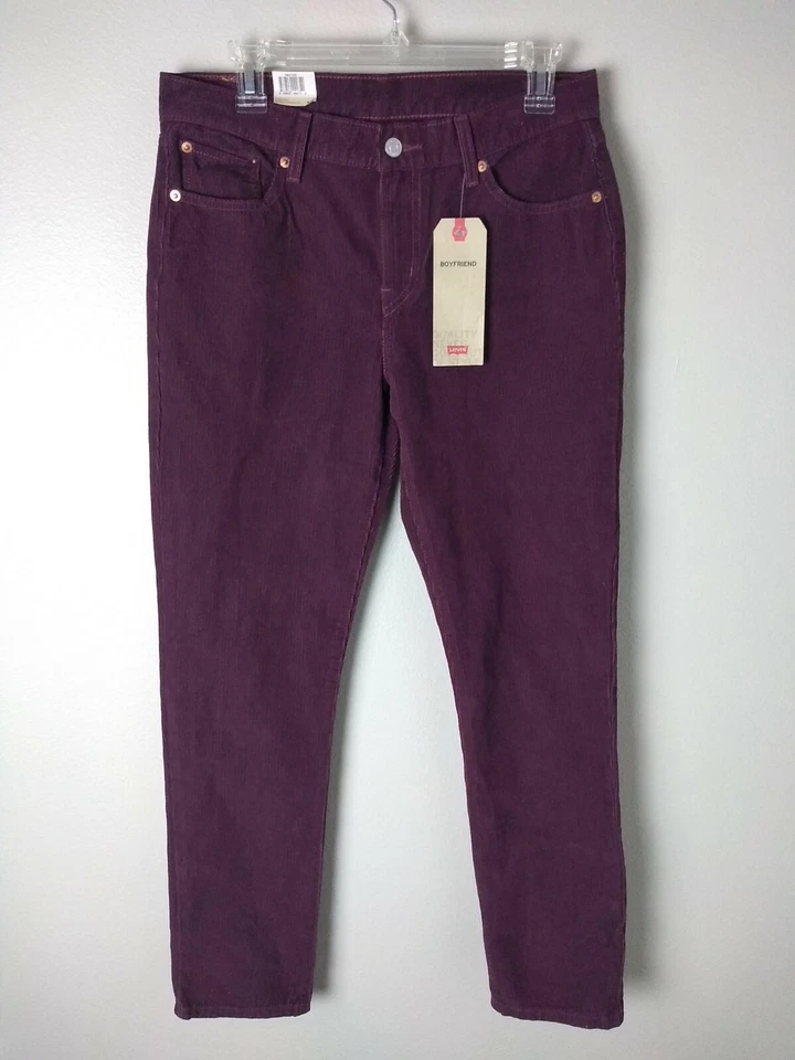 Levis Sculpt Corduroy BOYFRIEND Pants 30x32 Womens Mid Rise Relaxed Tapered