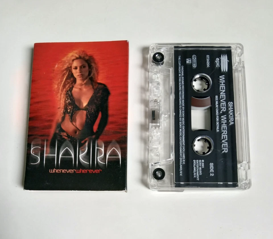 SHAKIRA WHENEVER WHEREVER CASSETTE TAPE SINGLE EPIC SONY UK 2001 - Image 1 of 1