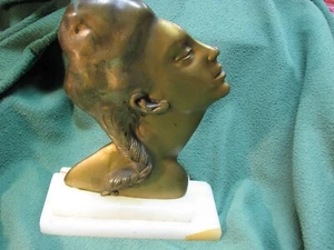 Escultura de bronce Art Deco vintage de 10" de alto sobre base de mármol como se muestra - Imagen 1 de 10