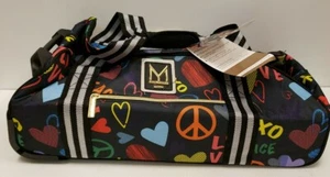 Mia Toro Designed In Italy Love & Peace Rolling Duffel Multicolor Bag NEW - Picture 1 of 8