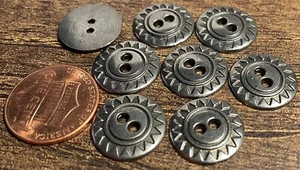 8 Antik Silberton Metall Durchnähen 2-Loch Knöpfe fast 5/8" 15 mm 14224 - Bild 1 von 2