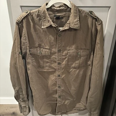 Helix Shirt Men’s Size S Military Style Army Green Button Roll Up Sleeves - Image 1 of 4