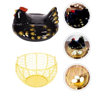 Chicken Wire Baskets Egg Gathering Basket Farmhouse Metal Basket Egg Holder - Picture 1 of 12