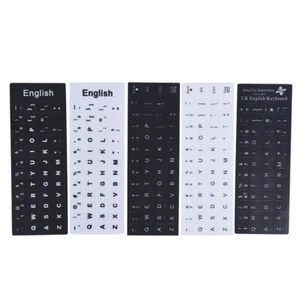English Keyboard Replacement Stickers White on Black Any PC Computer Laptopdd GB - Picture 1 of 16