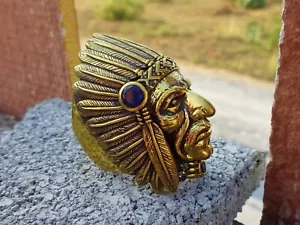 Rare Vintage Tribal Chief Ring Size 9 Collection Brass 35g Weight - Bild 1 von 5