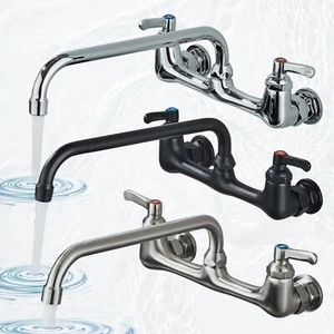 Commercial Kitchen Faucet 8'' Center Wall Mount 8/10/12'' Swivel Spout Mixer Tap - Picture 1 of 26