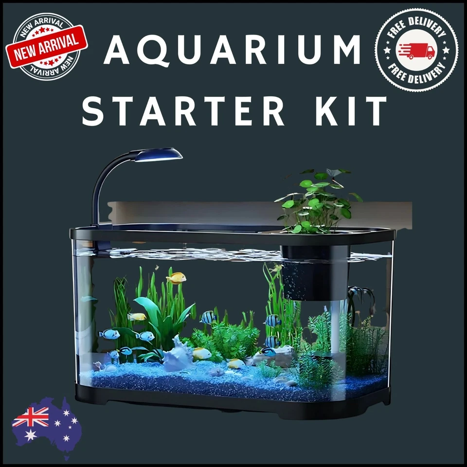 Cool Aquarium Kit Small Fish Tank Beginners With Light And Hydroponic Basket - image 1 of 4