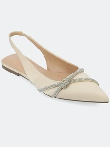 Journee Collection Women's Rebbel Sling Pointed Evening Flat, Champagne Size 10M - Picture 1 of 4