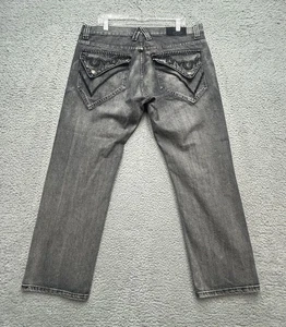 Vintage Y2K NBN Gear Jeans 38x32(38x30) schwarz Baggy Fade weit bestickt distressed - Bild 1 von 15