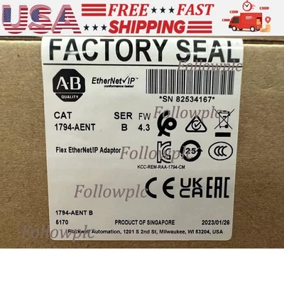 Allen-Bradley 1794-AENT New Flex I/O EtherNet/IP Adaptor AB 1794AENT US Free Tax - Image 1 of 4