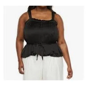 New NWT Ryegrass Accordion Pleat Black Square Neck Plus Size Top Size 3X - Picture 1 of 7