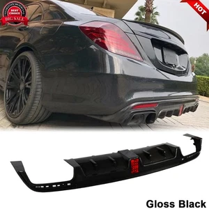 Für Benz W222 Sport S400 S63 S65 2014UP Gossy Black Heck Stoßstange Diffusor Lippe - Bild 1 von 15