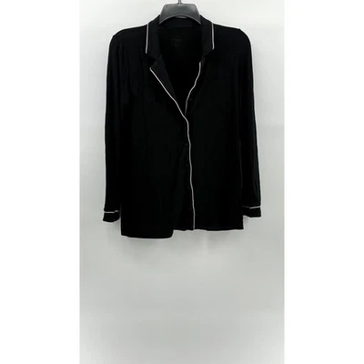 INTIMISSIMI Women's Black-White Trim Button-Up Long Sleeve Pajama Top SZ S - Image 1 of 4