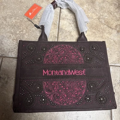 Bolso de Mano Montana West Marrón con Rosa ¡NUEVO CON ETIQUETAS! Logo ¡BONITO LOOK!  Foto 1 de 4