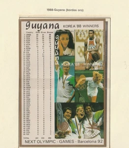 SELLOS GUYANA 1988 HB BORDE ORO GANADORES OLIMPIADAS  BARCELONA 92 - Picture 1 of 1