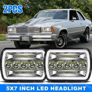 New Pair 5X7" 7x6 LED Headlights w/D For Chevy Malibu 78-1981 & For Corvette - Picture 1 of 13