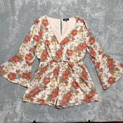 Mameluco floral manga campana estampado floral rosa rubor siempre próspero Lulus para mujer Foto 1 de 4