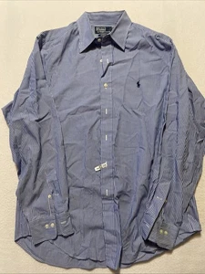 Polo Ralph Lauren Andrew Button Up Long Sleeve Mens Blue Dress Shirt 16 34/35 - Picture 1 of 7