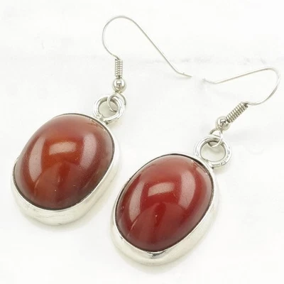 Red Phenolic Resins Amber Fish Hook Sterling Silver Earrings - Image 1 of 4