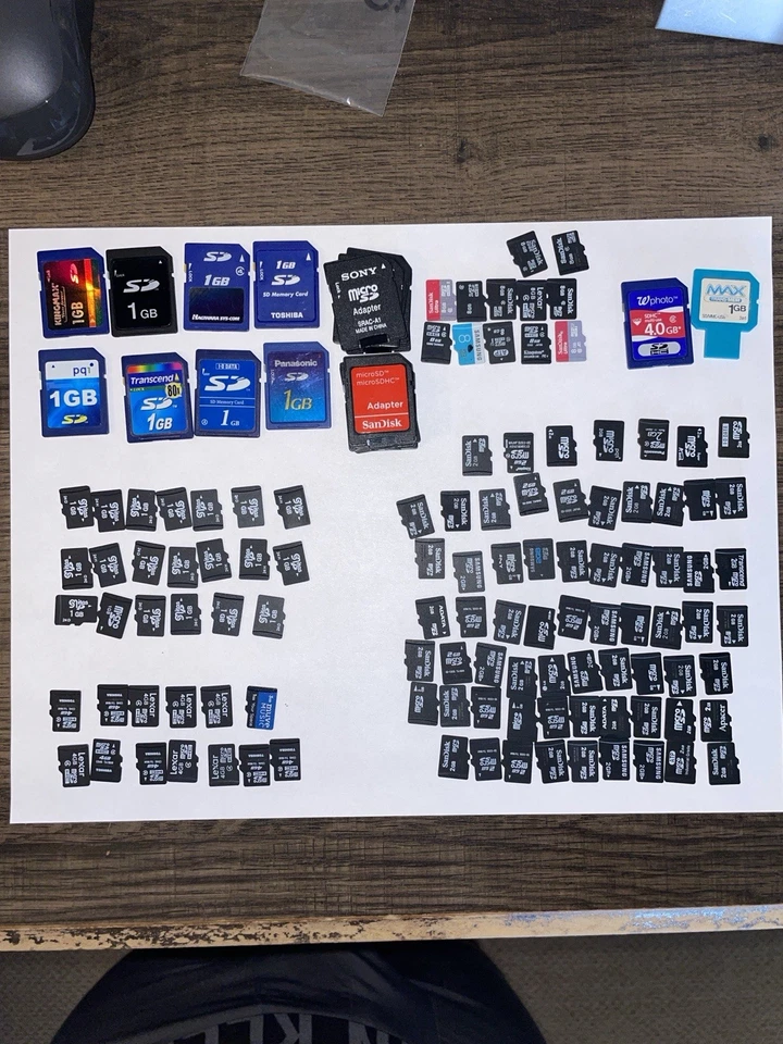 Lotto 132 memory card usate - dimensioni miste marche e tipi  - Immagine 1 di 1